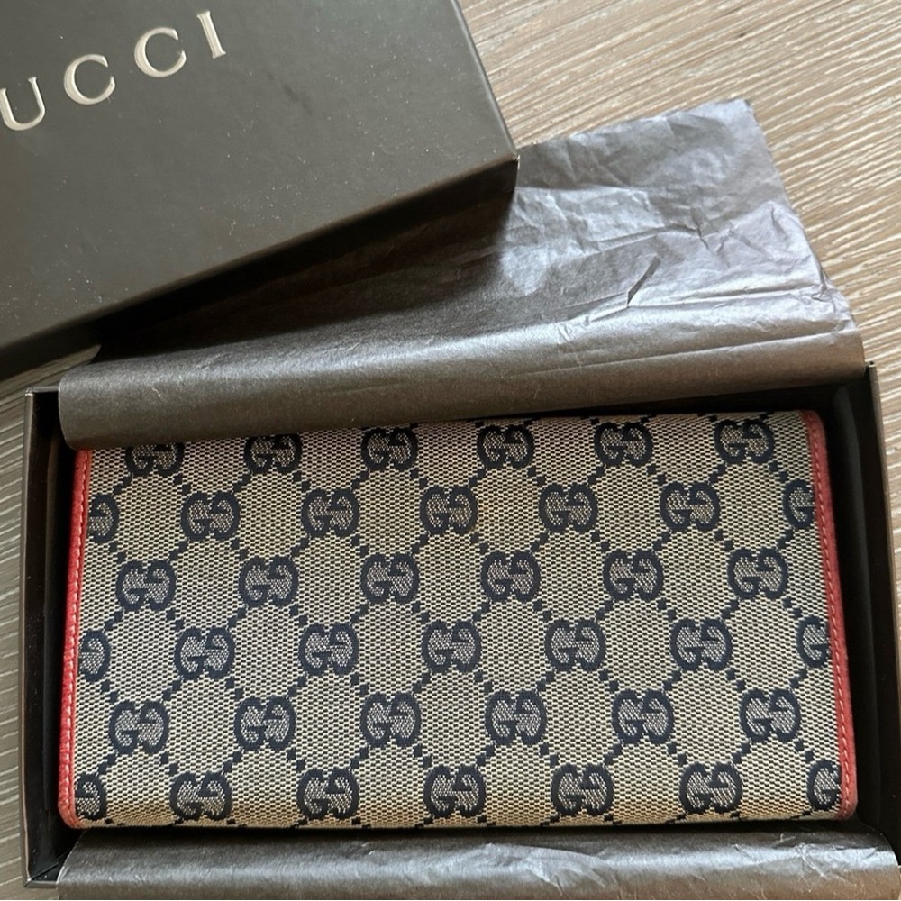 Vintage Gucci Long Wallet - Red/Navy blue - Picture 2 of 12